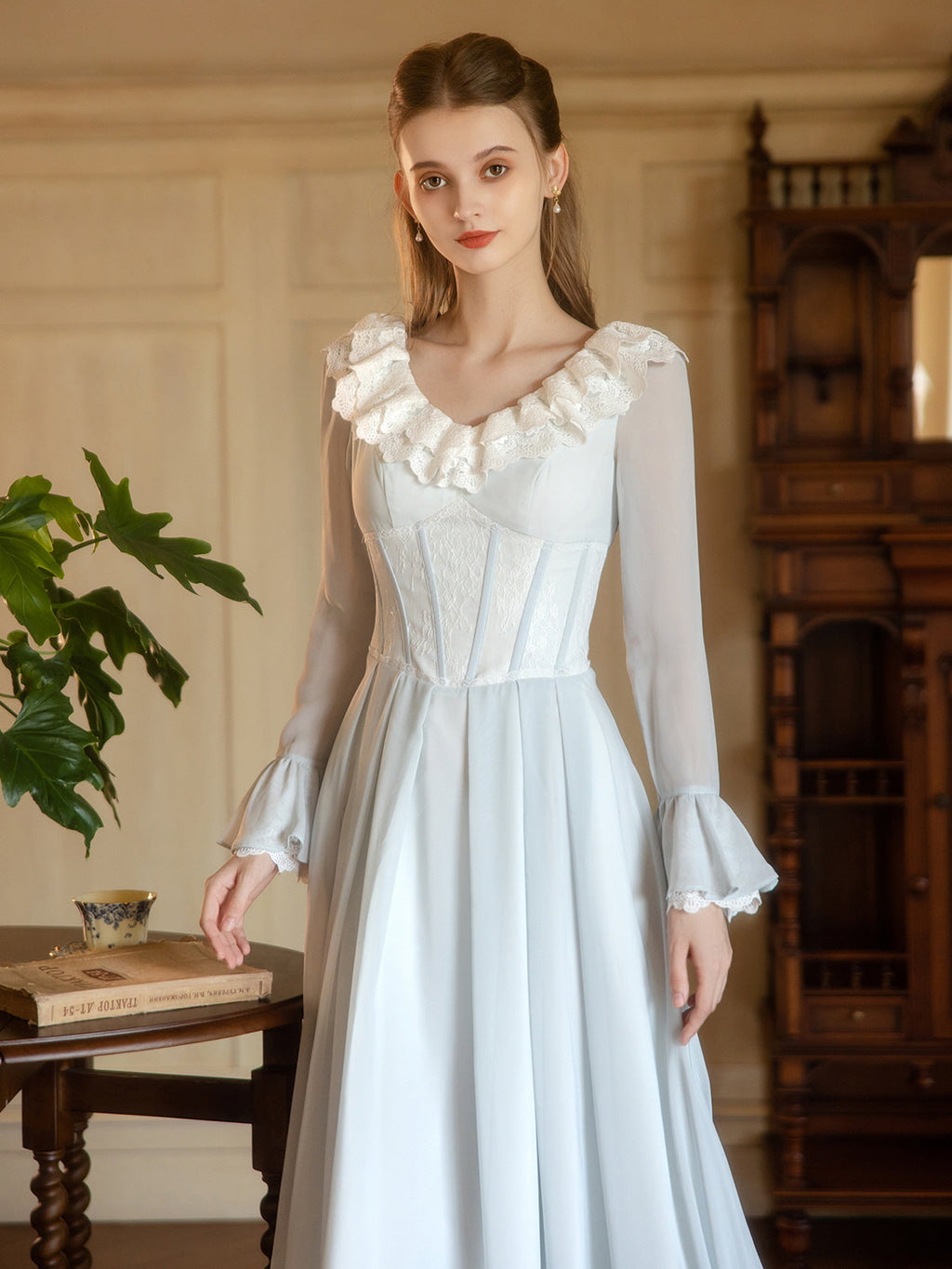 Light Blue Princess Lace Corset Dress