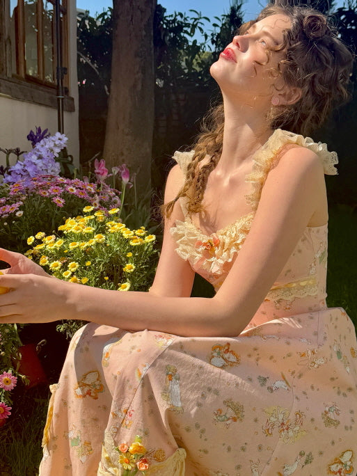 Whimsical Oil Painting Cottage Dress