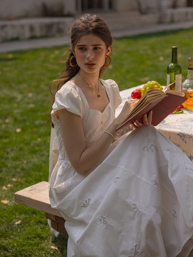 Whimsical Garden Cotton Embroidered Dress