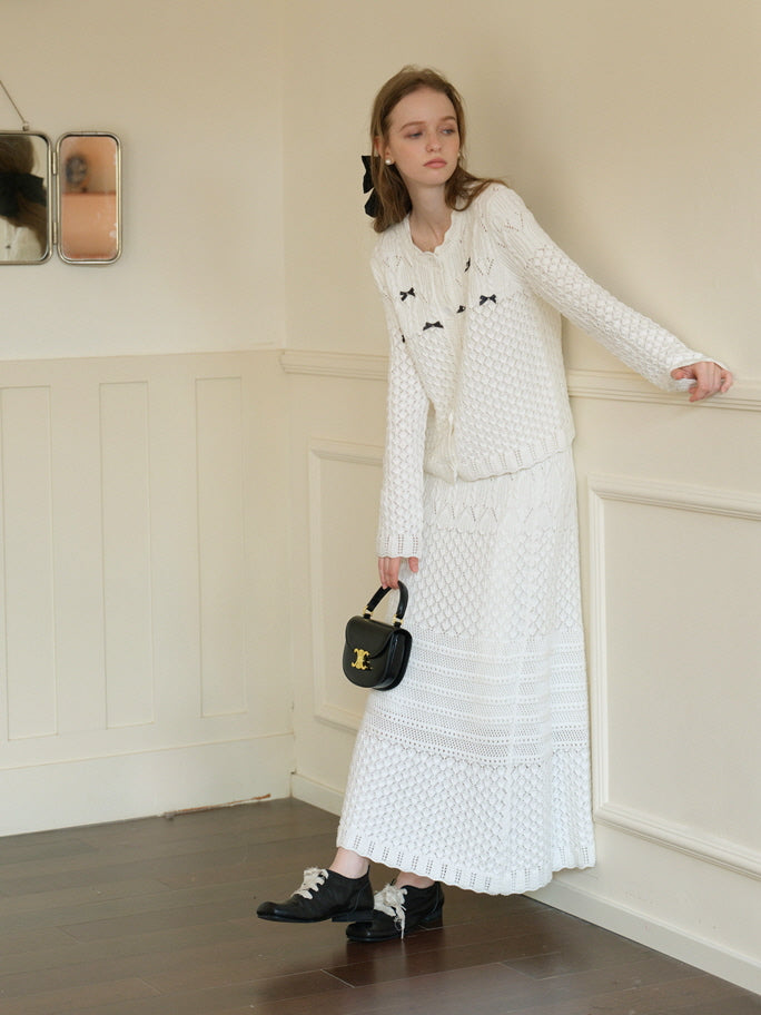 Ethereal Textured Knit Maxi Skirt