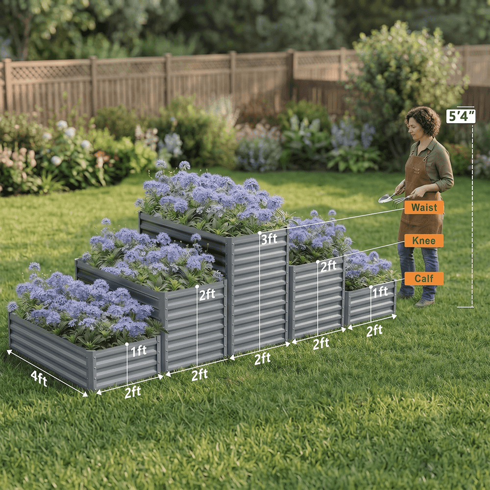 36-inch tall rectangular galvanized metal raised garden bed — view 2