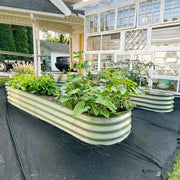 YoYoBloom 11" Tall 8' x 2' Metal Raised Garden Bed (9-in-1) | Upgrade 2.0 Calf-High Design - Oyster white image 1
