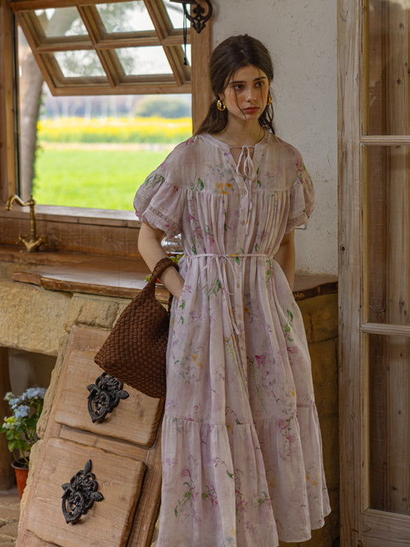 Lavender Meadow Floral Tiered Dress
