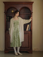 Vintage Green Velvet Embroidered Dress