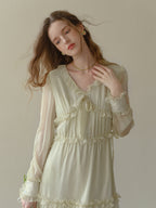 Soft Cream Ruffle Tiered Sheer Dress