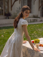 Whimsical Garden Cotton Embroidered Dress