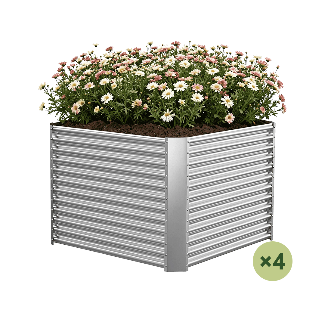 4-Pack 36" Tall Square 4x4x3ft Galvanized Raised Garden Bed