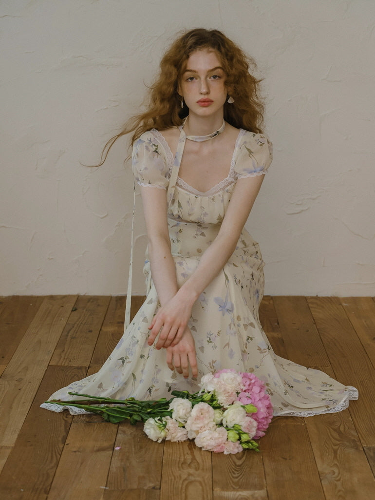 Fairy Garden Lace Trim Floral Dress