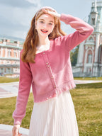 Blush Ombre Pearl-Button Cardigan