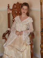 Vintage Floral Embroidered Lace Overlay