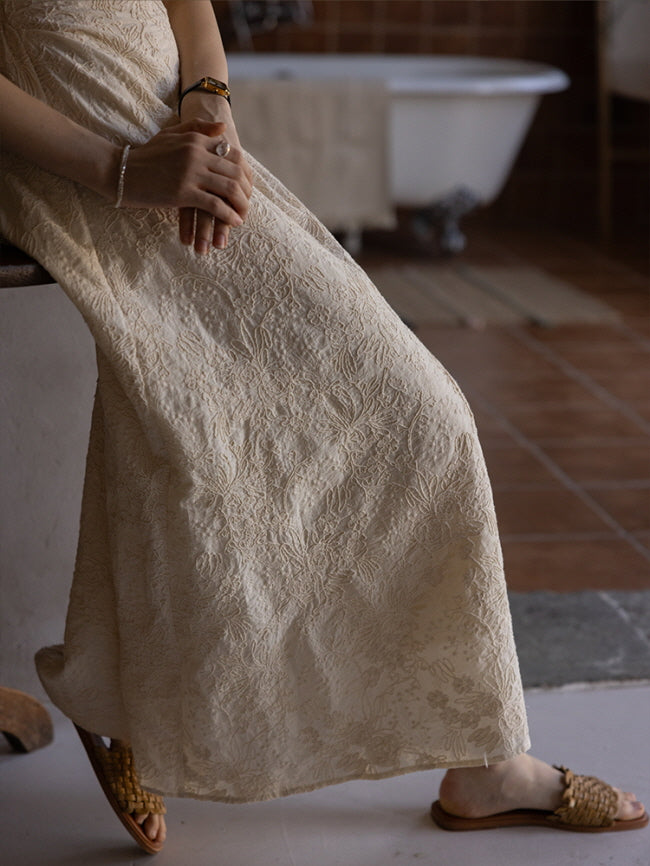 Floral Embroidered Cotton Dress