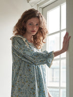 Blue Meadow Ruffle Lounge Gown