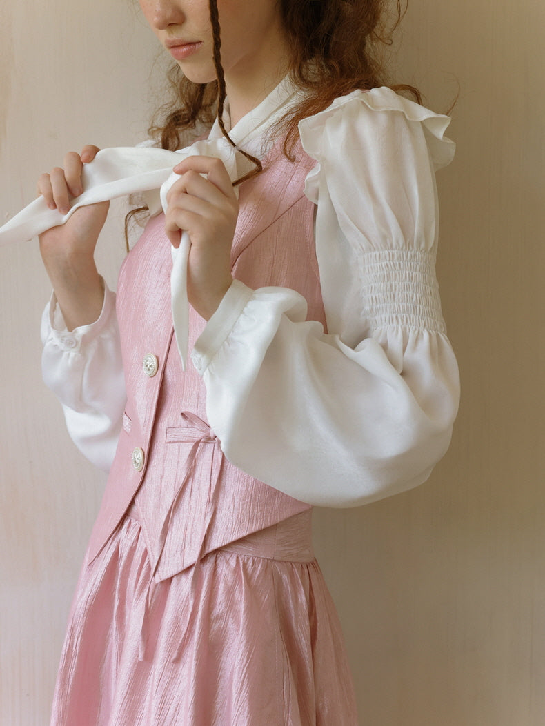 Elegant Ivory Bow Tie Blouse
