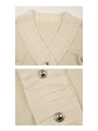 Cream Ruffle-Trim Wool-Blend Cardigan