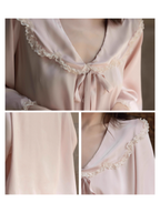 Lace Collar Ribbon Loungewear Set