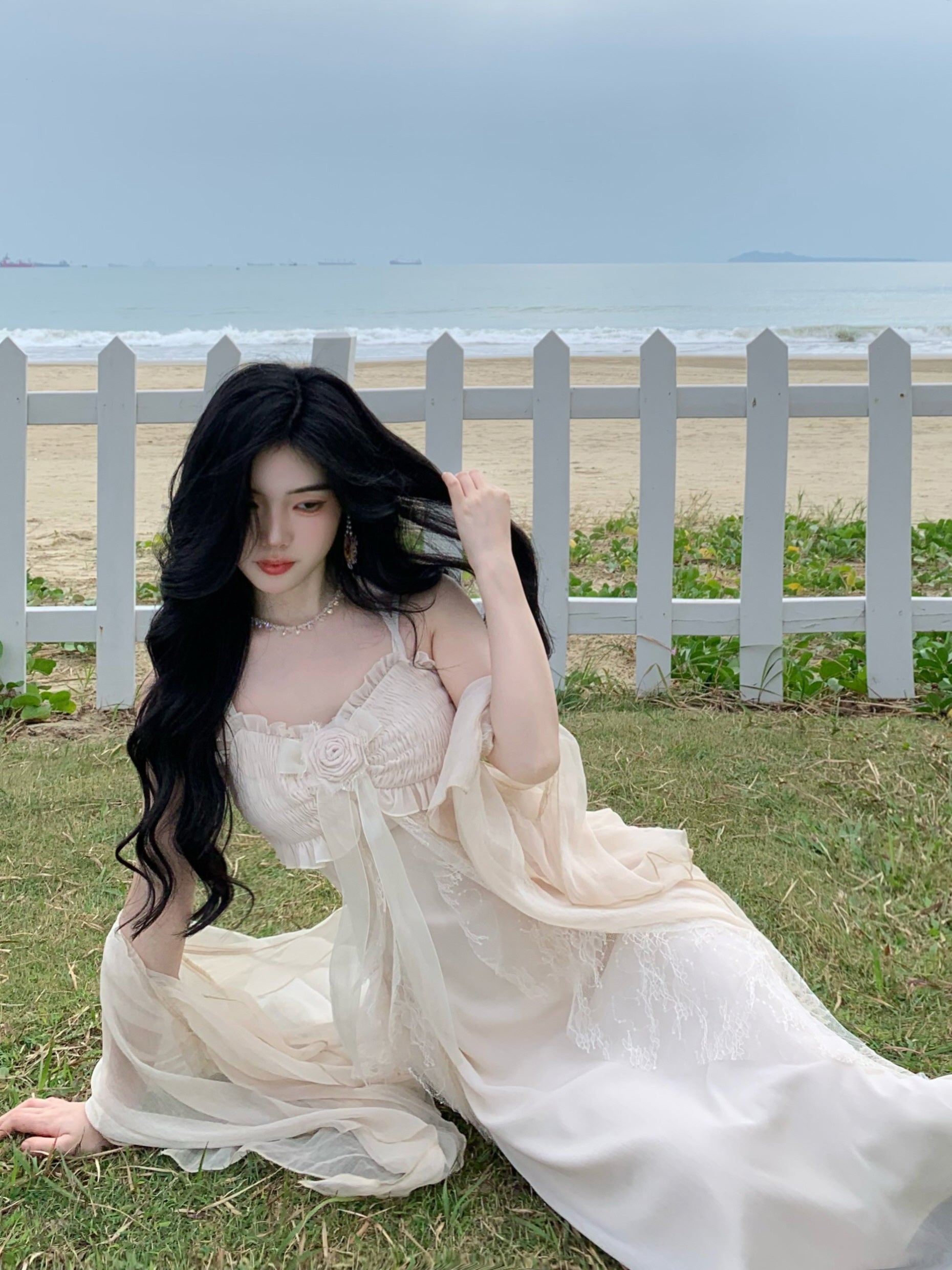 Ethereal Lace Rose Gown