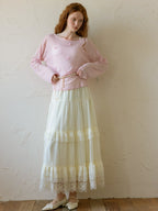 Fairy Lace Trim Layered White Skirt