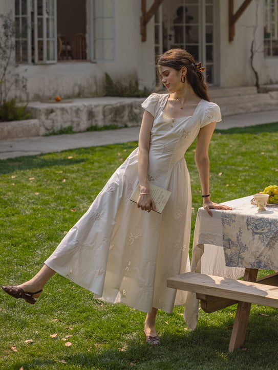 Whimsical Garden Cotton Embroidered Dress