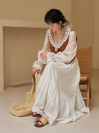 Vintage Lace Collar Dress & Vest Set