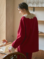 Autumn Romance Cotton Lace Pajama Set