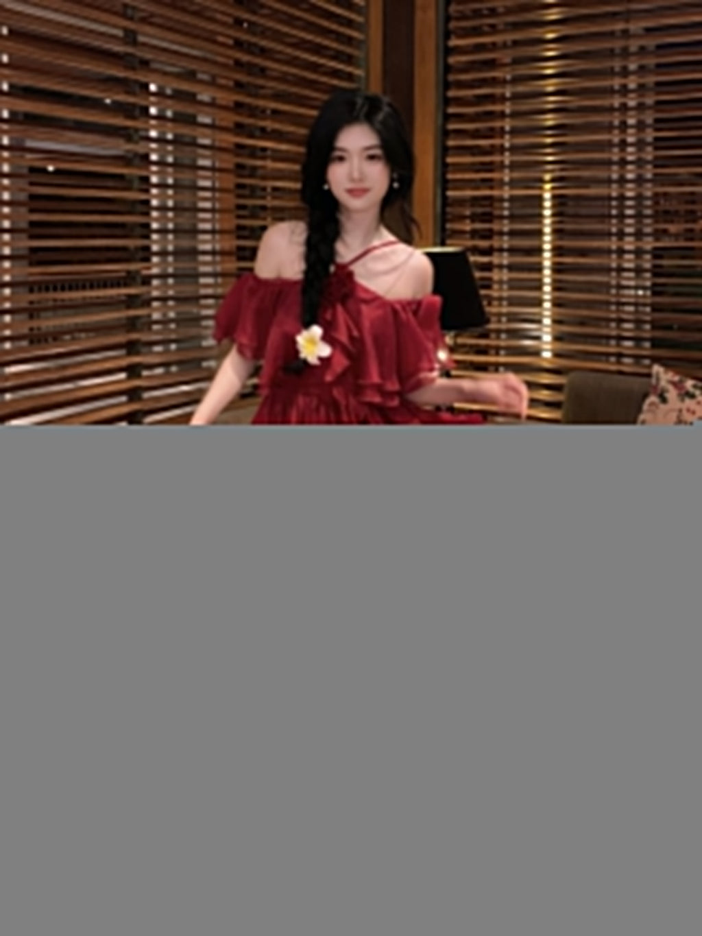 Scarlet Ruffle Off-Shoulder Chiffon Dress
