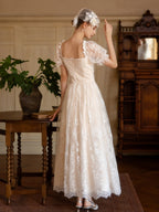 Soft Ivory Vintage Lace Princess Gown