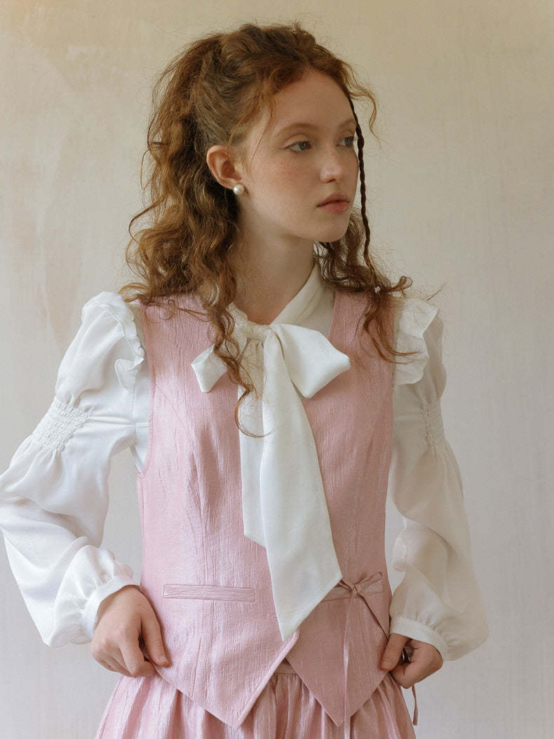 Elegant Ivory Bow Tie Blouse