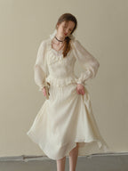 Poetic Cream Ruffle Lace Dress