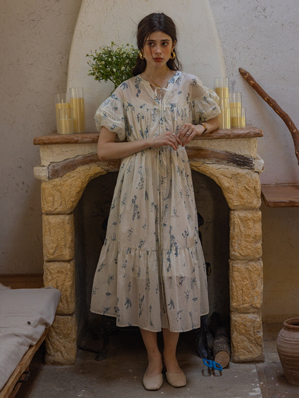 Blue Meadow Floral Cotton Dress