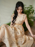 Golden Meadow Vintage Floral Dress