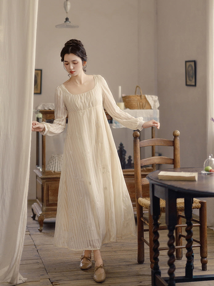 Square Neck Embroidered Fairy Dress