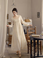 Square Neck Embroidered Fairy Dress