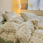 Cottage Style Green Floral Bedding Set