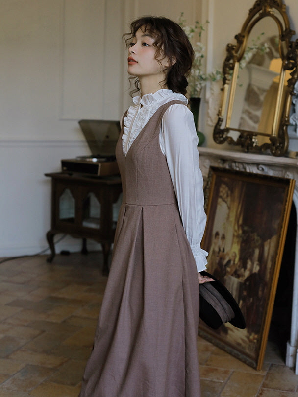 Retro Brown Layered Dress
