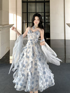 Whimsical Bloom Ruffle Chiffon Dress