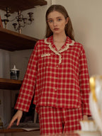 Cherrywood Check Lace Pajama Set