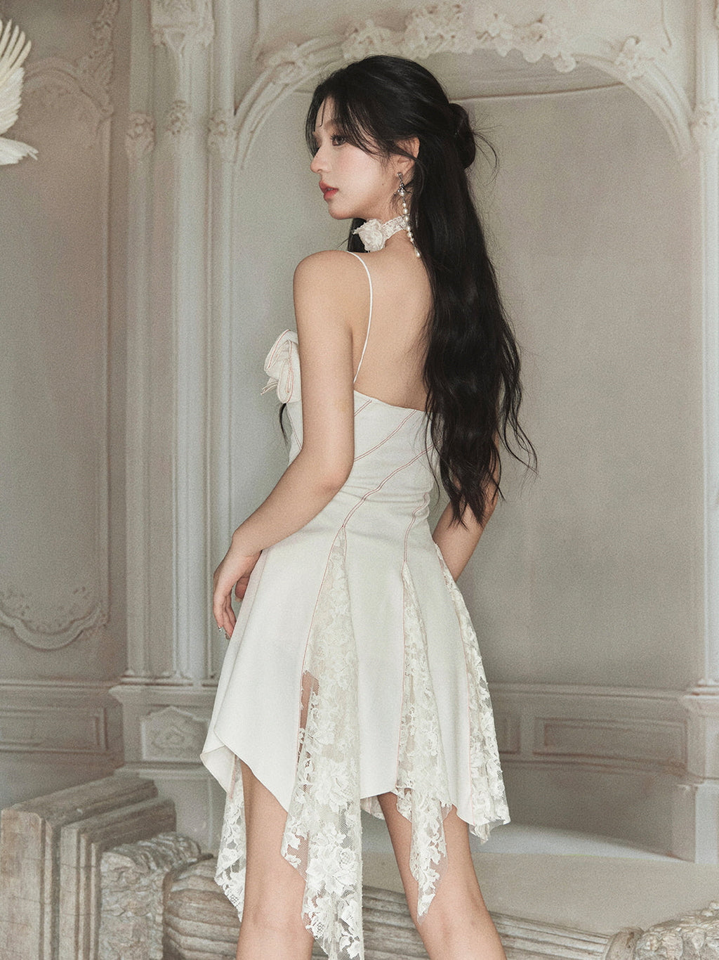 Rosette Lace Hem Dress