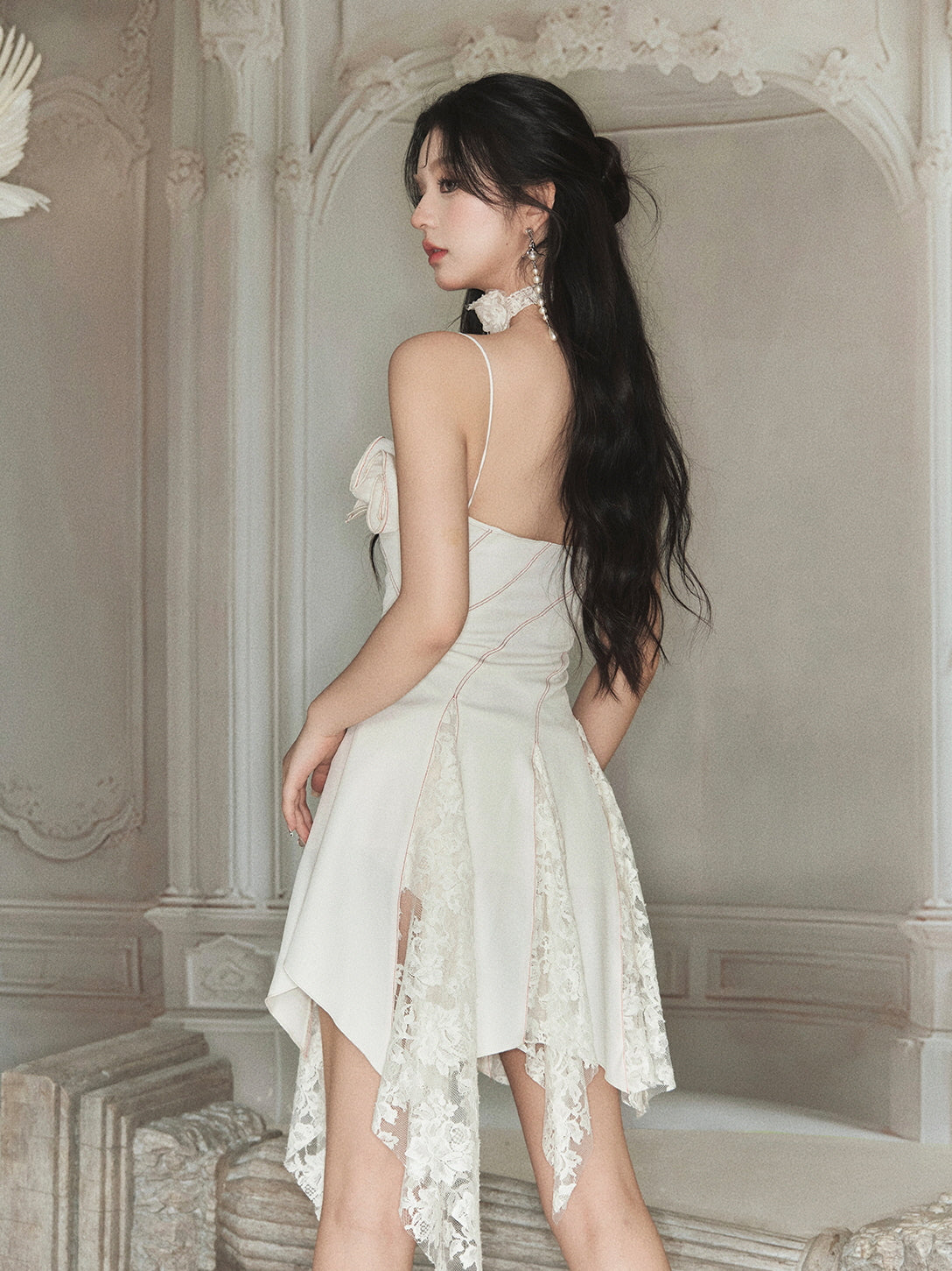 Rosette Lace Hem Dress