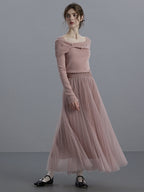 Embellished Knit & Tulle Skirt Set