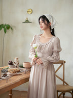 Emily's Retro Beige Elegance Dress