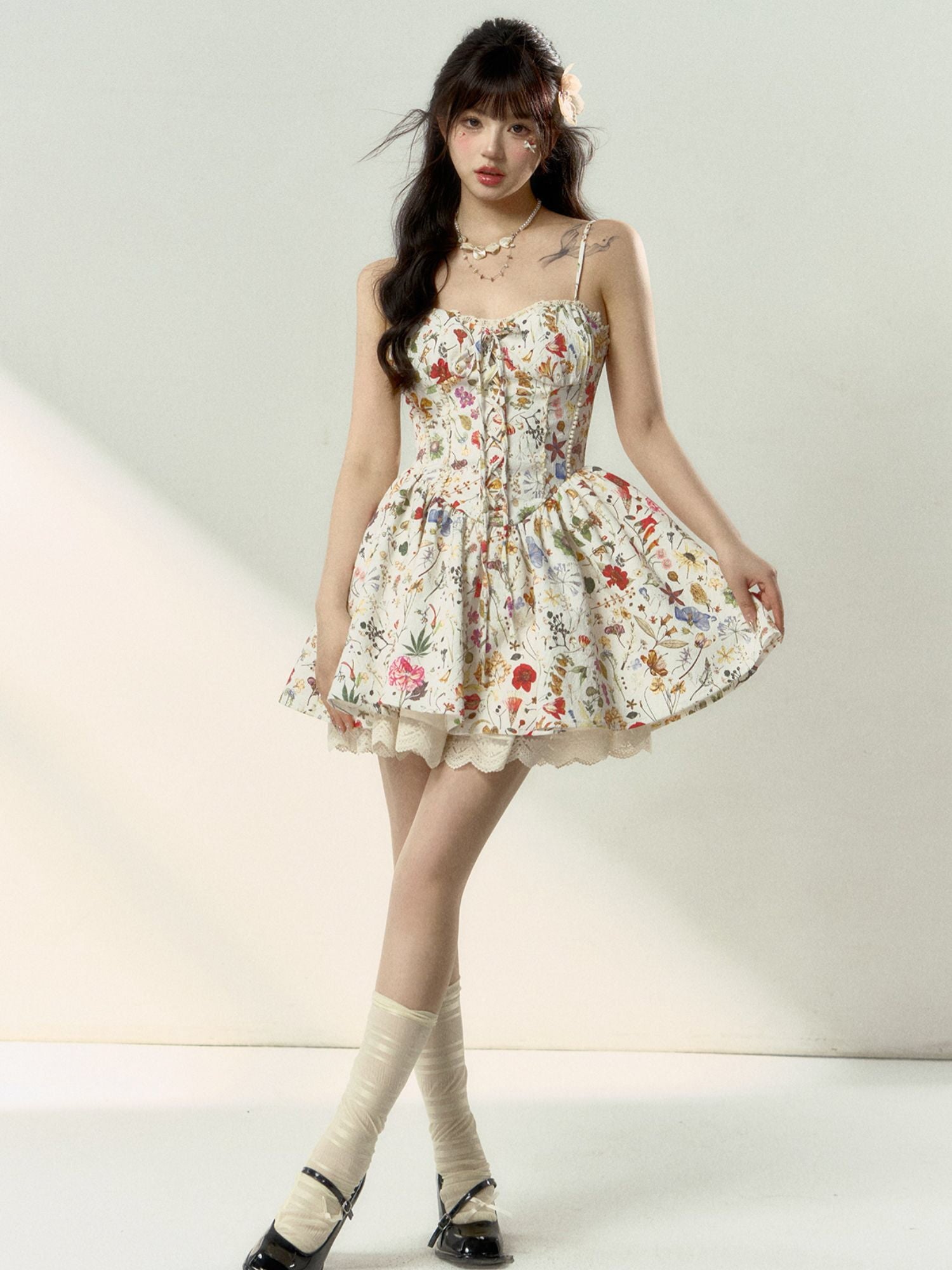 Whimsical Vintage Botanical Corset Dress