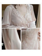 Blush Lace Camisole & Robe Loungewear Set