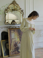 Vintage Olive Velvet Lace Gown