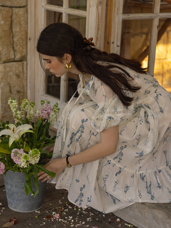 Blue Meadow Floral Cotton Dress