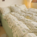Cottage Style Green Floral Bedding Set