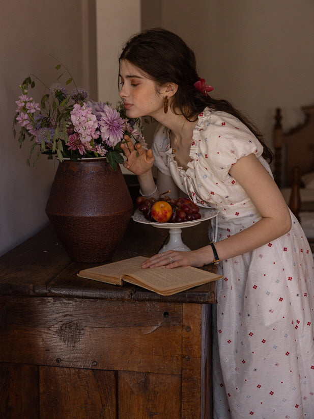 Floral Embroidered Summer Cottagecore Dress
