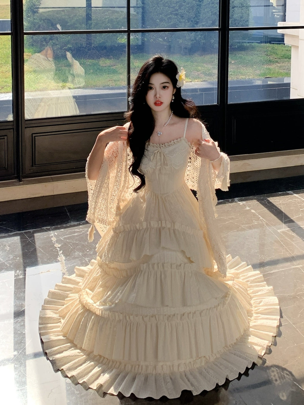 Ethereal Ivory Tiered Maxi Dress