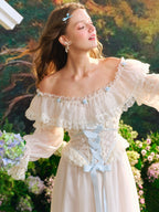 Blue Blossom Corset Fairy Maxi Dress
