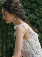 Wisteria Bloom Ruffle Smocked Floral Dress