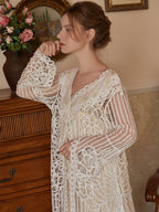 Vintage Floral Embroidered Lace Overlay